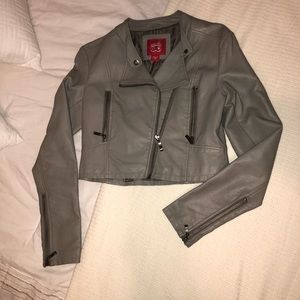 Cropped Gray Biker Jacket